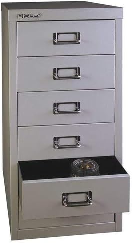 BISLEY MultiDrawer, 29er Serie, DIN A4, 6 Schubladen, Metall, 355 Silber, 38 x 27.9 x 59 cm