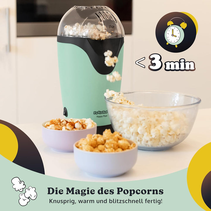 JAP Happy Pops Popcornmaschine - Retro Popcorn maker - Popcornmaschine für zuhause - 2 bis 3 Persone