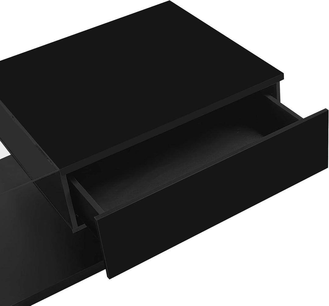 Merax Couchtisch Wohnzimmertisch schwarz Hochglanz, Wohnzimmertisch Hochglanz mit 16-Farbiger LED Be