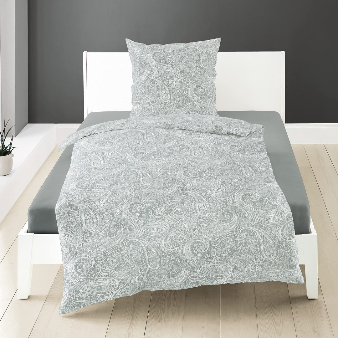Bierbaum Bettwäsche Mako-Satin Silber Grösse 155x220 cm (80x80 cm)