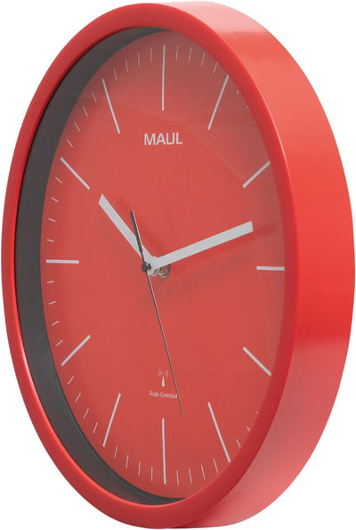 Maul Wanduhr MAULjump Ø 30,5 cm | stilvolle Funkuhr mit Mineralglas | automatische Zeiteinstellung |