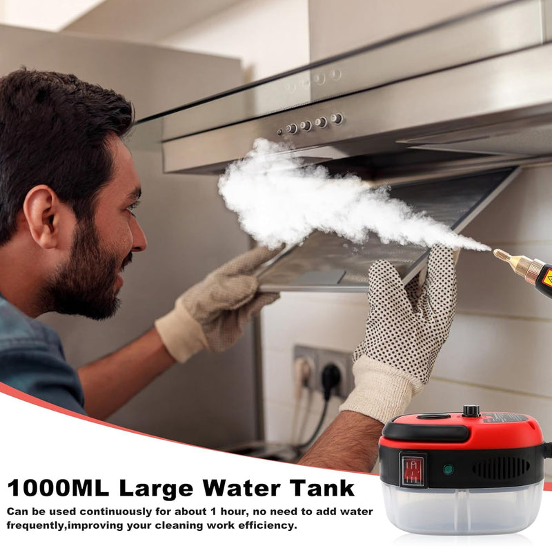 2500W Dampfreiniger, Handdampfreiniger für die Reinigung mit 6 Bürstenköpfen, 6 Geschwindigkeiten, h