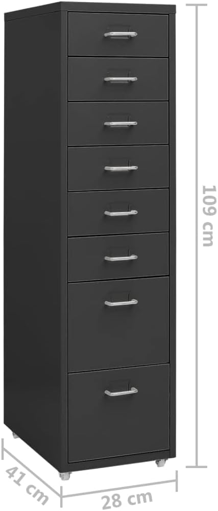 vidaXL Aktenschrank mit Rollen Rollcontainer Bürocontainer Schubladenschrank Büroschrank Metallschra
