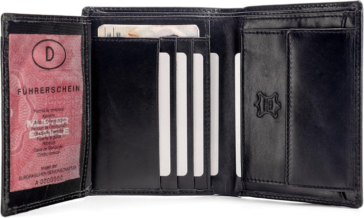 Fa.Volmer ® Leder Geldbörse Herren mit RFID-Schutz im XL-Format - Platz für Fahrzeugscheine - 11 Fäc