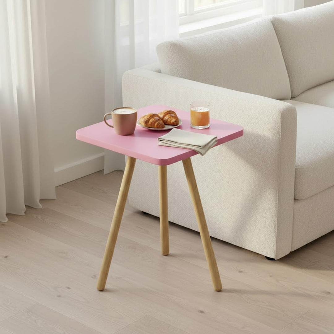Beistelltisch Rosa 34x45 cm Holzbeine Sofatisch Couchtisch Nachttisch Skandinavisch Modern Rosa Quad