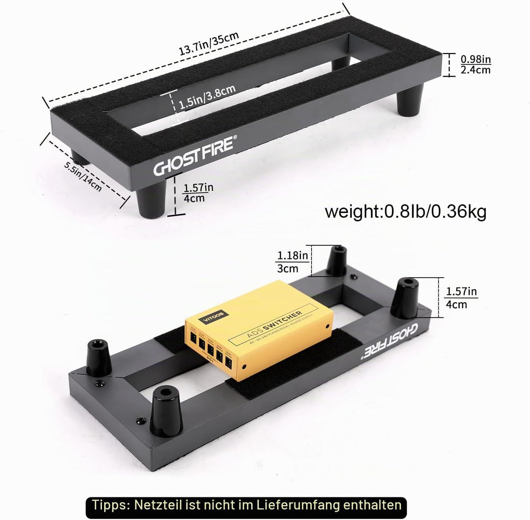 Ghost Fire Gitarren-Pedalboard, Aluminiumlegierung, 0,4 kg, super leichter Effekt, Pedalboard, 35 x