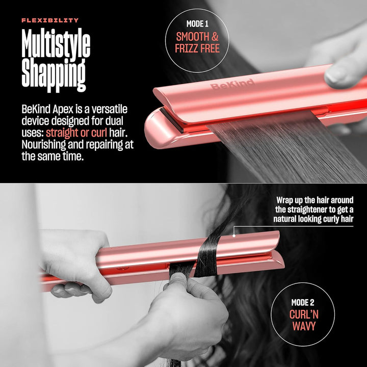 Bekind Apex 2-in-1 Hair Straightener Flat Iron, Straightener and Curler for All Hairstyles, 15s Fast