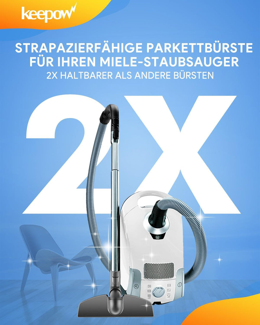 KEEPOW für Miele S8340 Parkettbürste, Bodendüse kompatibel mit Miele Staubsauger S8,S6,S5,S4,S2, S1,