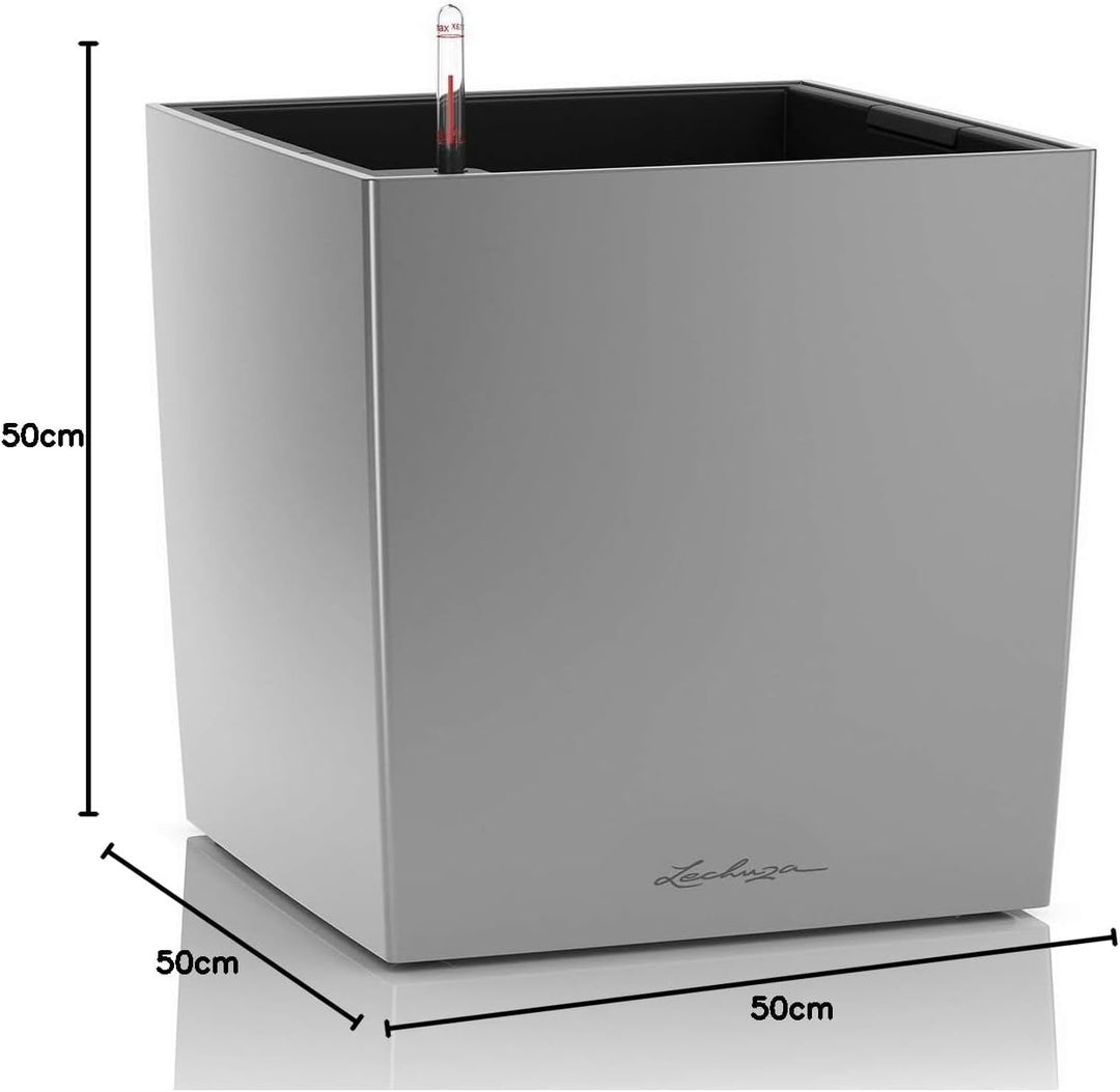 LECHUZA CUBE Premium 50 silber metallic 16568 49x49x49.5 cm Silber Metallic, 49x49x49.5 cm Silber Me