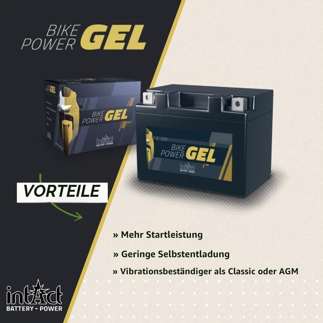 intAct Bike-Power GEL12-6-B, CB16-B, 51912, 12V 19Ah, 280 A (EN) Motorradbatterie Wartungsfreie Gel