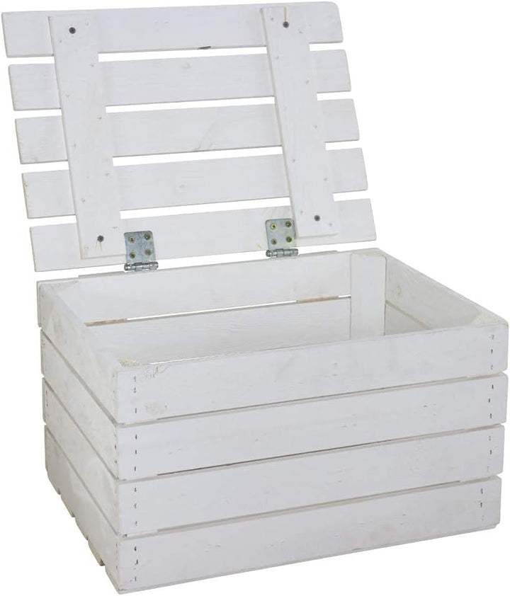 Weisse Holztruhe mit Deckel - 48x36x28 cm - NEU - Kinderzimmer mit Spielzeugkiste weiss, für Lego, D