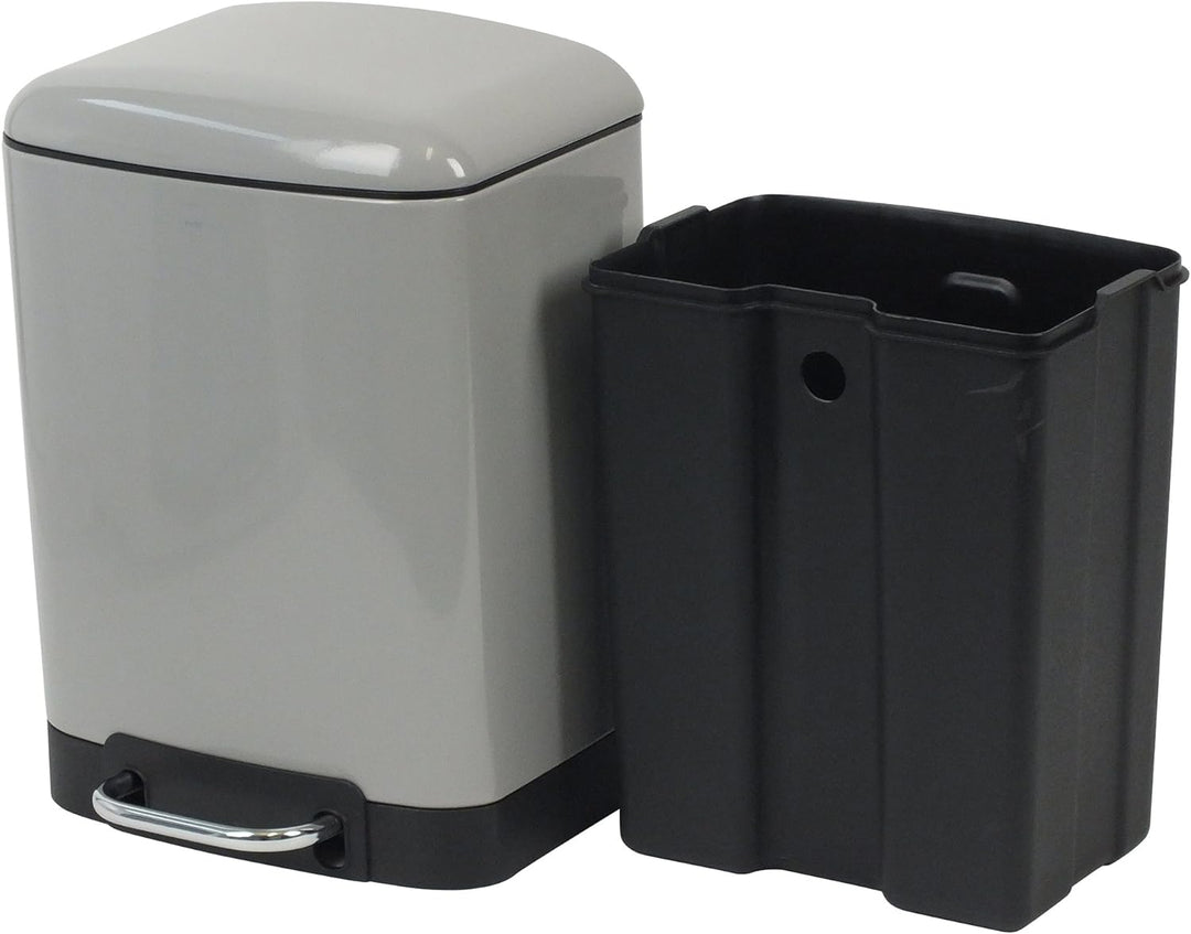 KELA 22997, Kosmetikeimer 6 l, Silent-Close, Edelstahl pulverbeschichtet, Davino, Hellgrau, Hellgrau