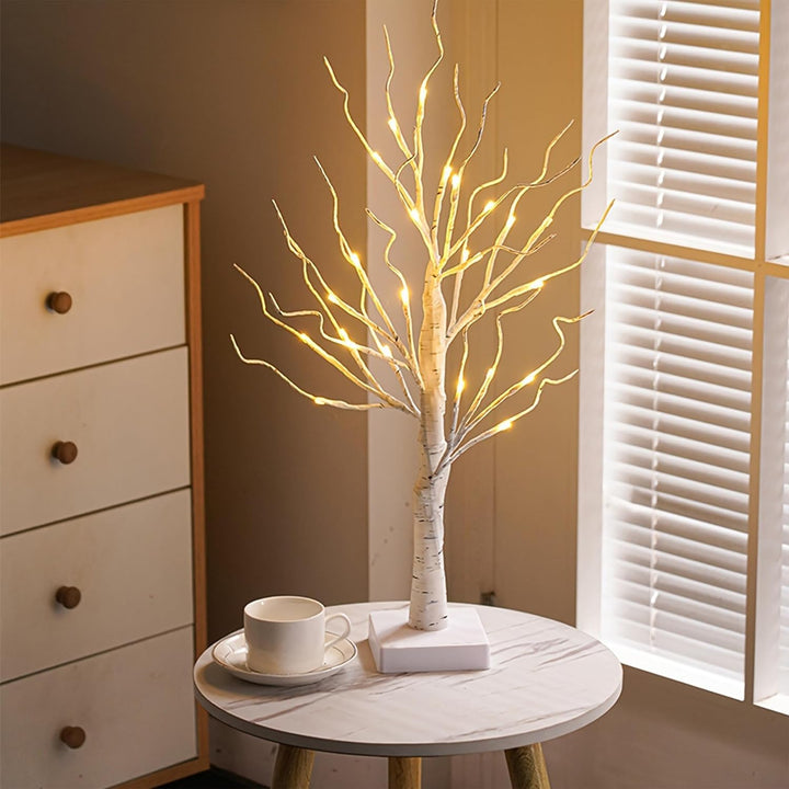 2er Set Lichterbaum Lichterzweige für Innen 24 Warmweiss LEDs Bäumchen Birken Dekozweige Batteriebet