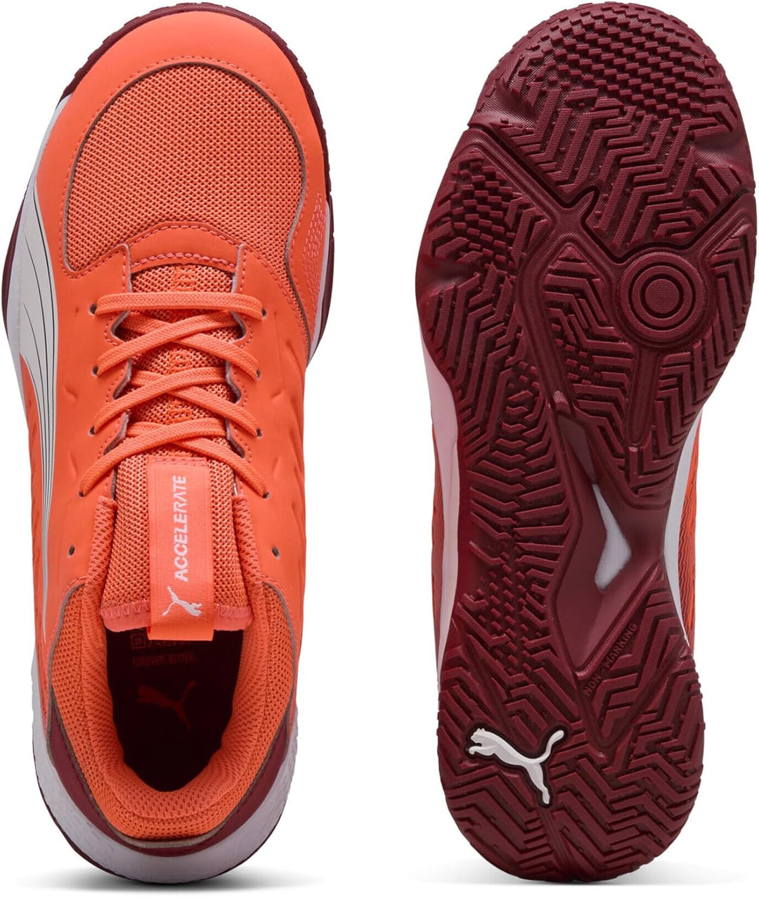 PUMA Unisex Kinder Accelerate Jr Handballschuh 35 EU Glowing Red Puma White Dark Crimson Puma Black,