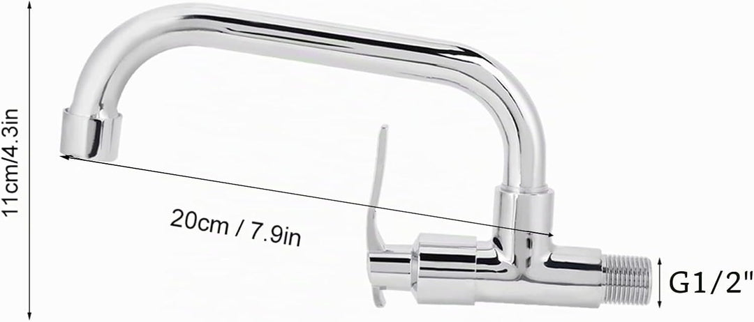 Einzelne Kaltwasserhahn, G1/2in Küchenarmatur Wandmontage Wasserhahn für Badezimmer Küche (20cm) LQ-