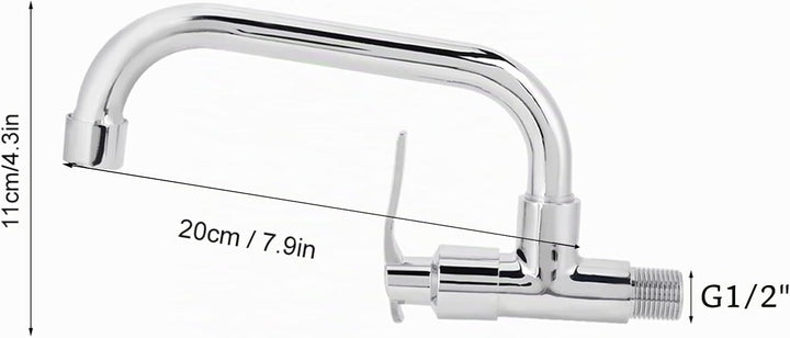 Einzelne Kaltwasserhahn, G1/2in Küchenarmatur Wandmontage Wasserhahn für Badezimmer Küche (20cm) LQ-