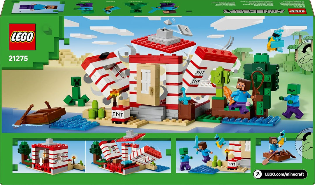 LEGO Minecraft Das TNT-Dschungelhaus - Gamer Spielzeug für Kinder - Interaktives Spielset mit Boot,