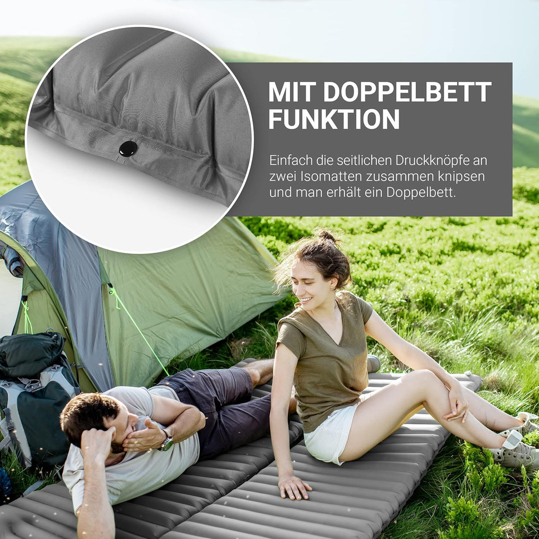 MSPORTS Camping Isomatte Premium, Schlafmatte Ultraleichte Isomatte für Outdoor mit Fusspresse Pumpe