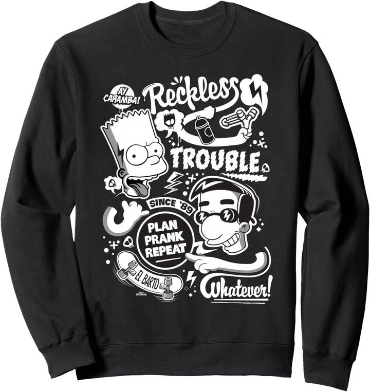 The Simpsons Bart and Milhouse Reckless Trouble Since '89 Sweatshirt