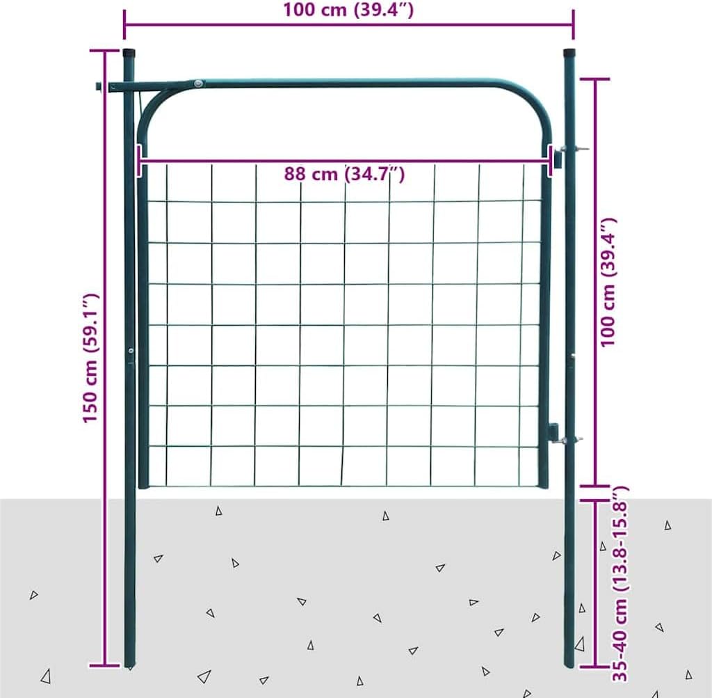 vidaXL Gartenzauntor Metallzauntor Stahl-Tor Tor-Paneel Tor 100 x 100 cm Grün, Grün