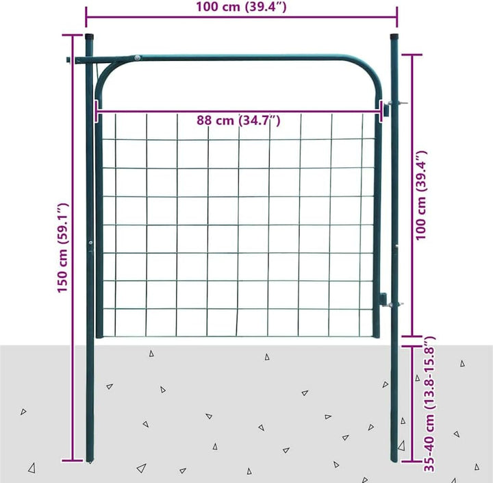 vidaXL Gartenzauntor Metallzauntor Stahl-Tor Tor-Paneel Tor 100 x 100 cm Grün, Grün