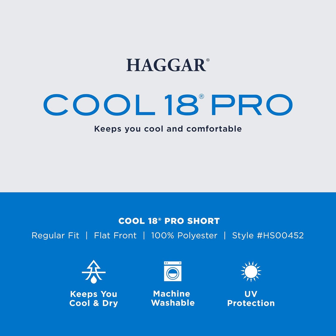 Haggar Men's Cool 18 Pro Stretch Solid Oxford Flat Front Short, 44 Dunkelgrau