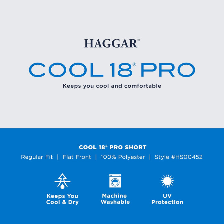 Haggar Men's Cool 18 Pro Stretch Solid Oxford Flat Front Short, 44 Dunkelgrau