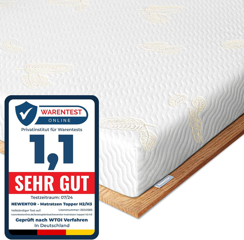 Newentor® Matratzen Topper 90x200cm H2 H3, Matratzentopper 90x200 Schlafsofa Bett Gelschaum, Mattres