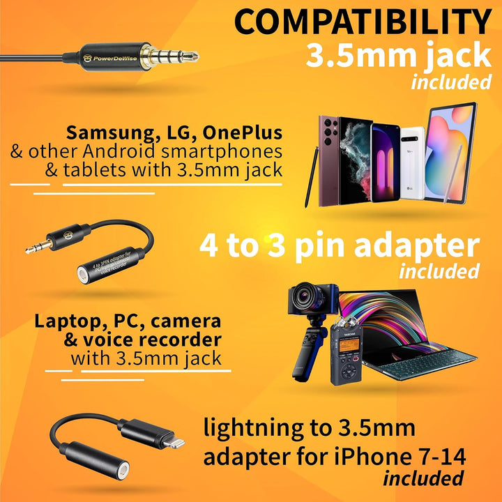 Professionelles Lavalier-Mikrofon mit Adapter, kompatibel mit iPhone – Ansteckmikrofon für iPhone 5