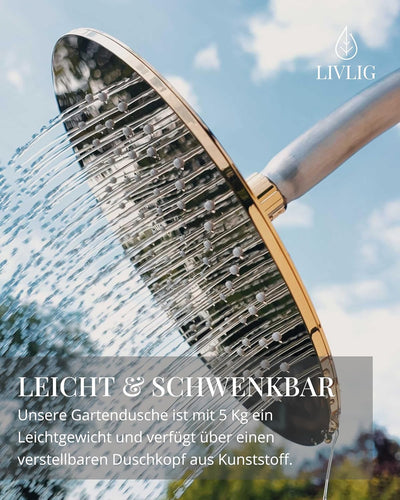 Livlig53 LIVLIG Gartendusche aus Edelstahl, selbststehende Aussendusche Garten, Pooldusche, Outdoord