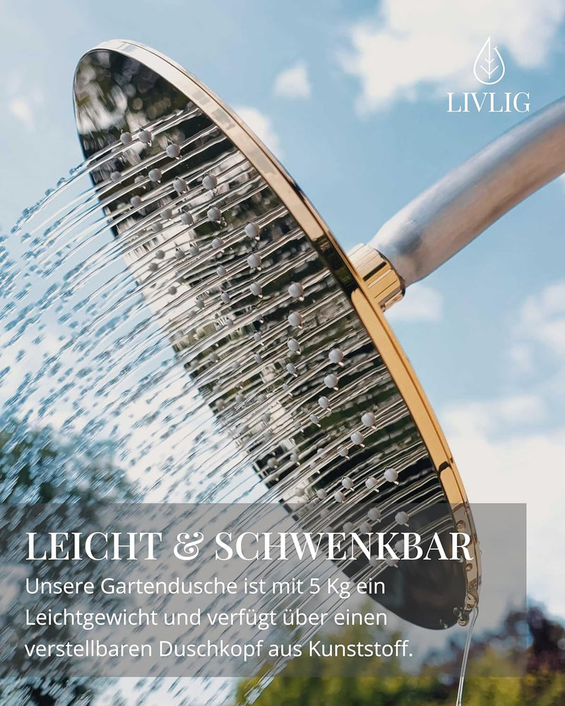 Livlig53 LIVLIG Gartendusche aus Edelstahl, selbststehende Aussendusche Garten, Pooldusche, Outdoord