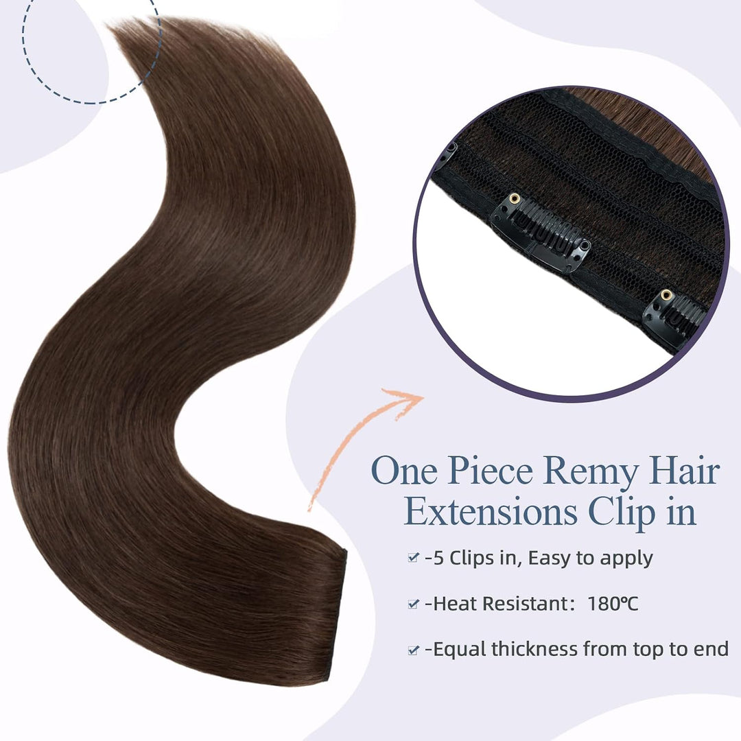 Clip in Extensions Echthaar 1Pc 5 Clips Extensions Echthaar Clip in Weich Natürlich Glatt Haarverlän