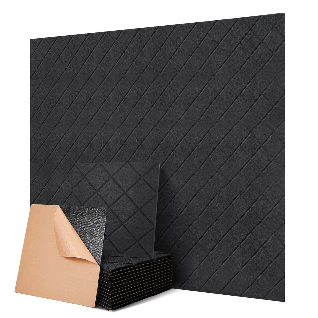 Quadratische Akustikplatten selbstklebend 12 Stück I Schallabsorber mit hoher Dichte für Wand Decken