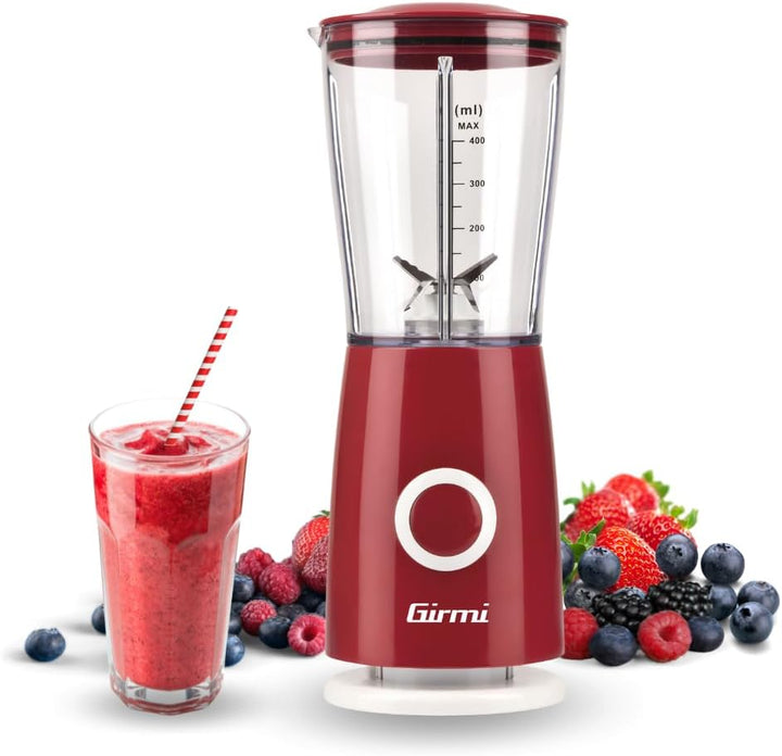 Girmi FR03 Elektrischer Standmixer, 170 W, 4 Klingen aus Edelstahl, 500 ml, Rot, Rot