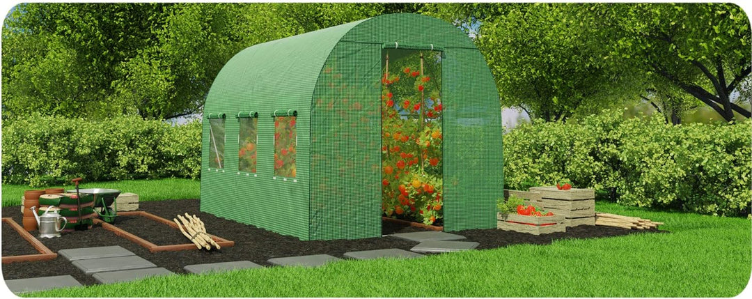Plonos 6m2 Garten-Folientunnel-Gewächshaus – Gewächshaus Coche für Pflanzen –Gartenabdeckung aus PE-