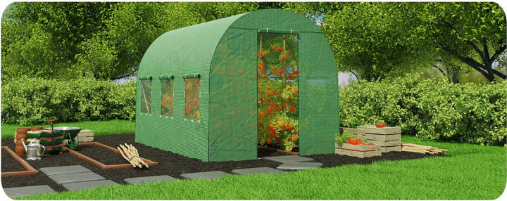 Plonos 6m2 Garten-Folientunnel-Gewächshaus – Gewächshaus Coche für Pflanzen –Gartenabdeckung aus PE-