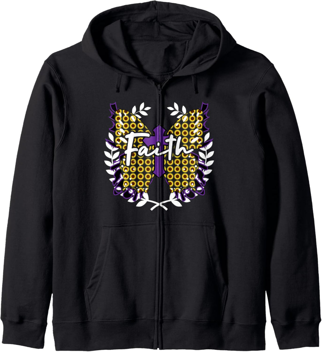 Sunflower Faith Cross Butterfly Christian Vintage Kapuzenjacke