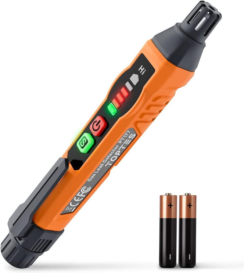 Gasmelder, TopTes PT177 Gaslecksuchgerät mit Akustischem und Visuellem Alarm, Gasdetektor zum Auffin
