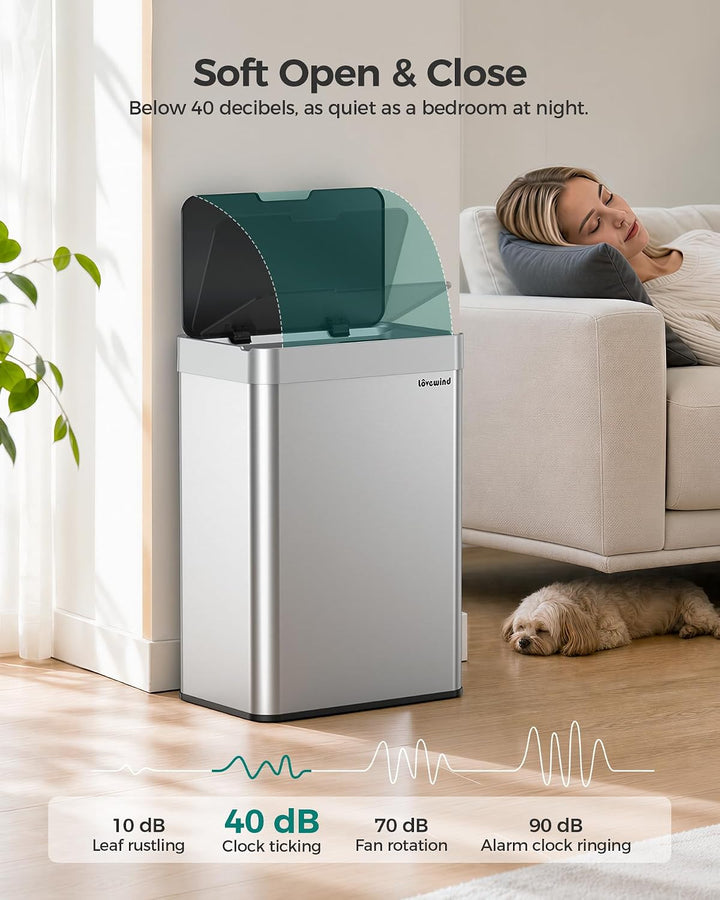 lovewind 55L Berührungsloser Küchenmülleimer, Edelstahl Sensor Mülleimer, Type-C Aufladbar, Leiser S
