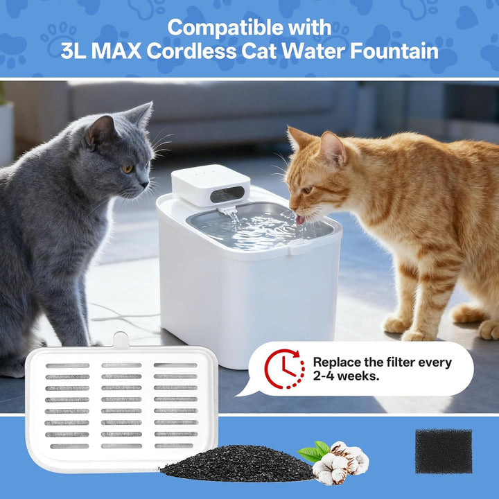 10 Stück Katzenbrunnen Filter, Ersatzfilter kompatibel mit Everweet MAX kabellose Wasserpunnen, Mehr