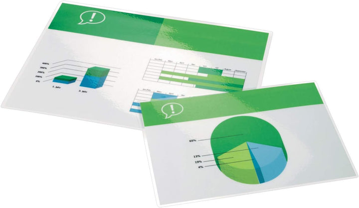 GBC Laminierfolien A2 80 mic, Robuste Laminiertaschen im 100er Pack, Grossformat, Glänzend, Transpar