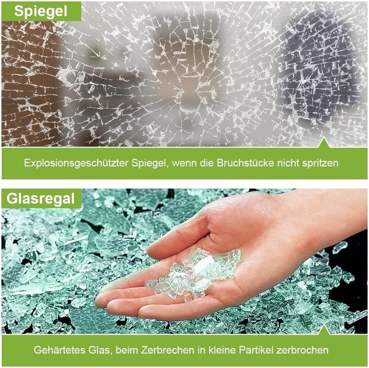 S'AFIELINA Spiegel mit Ablage 80x60 cm – Rahmenloser Wandspiegel für Badezimmer & Gäste-WC – Klassis