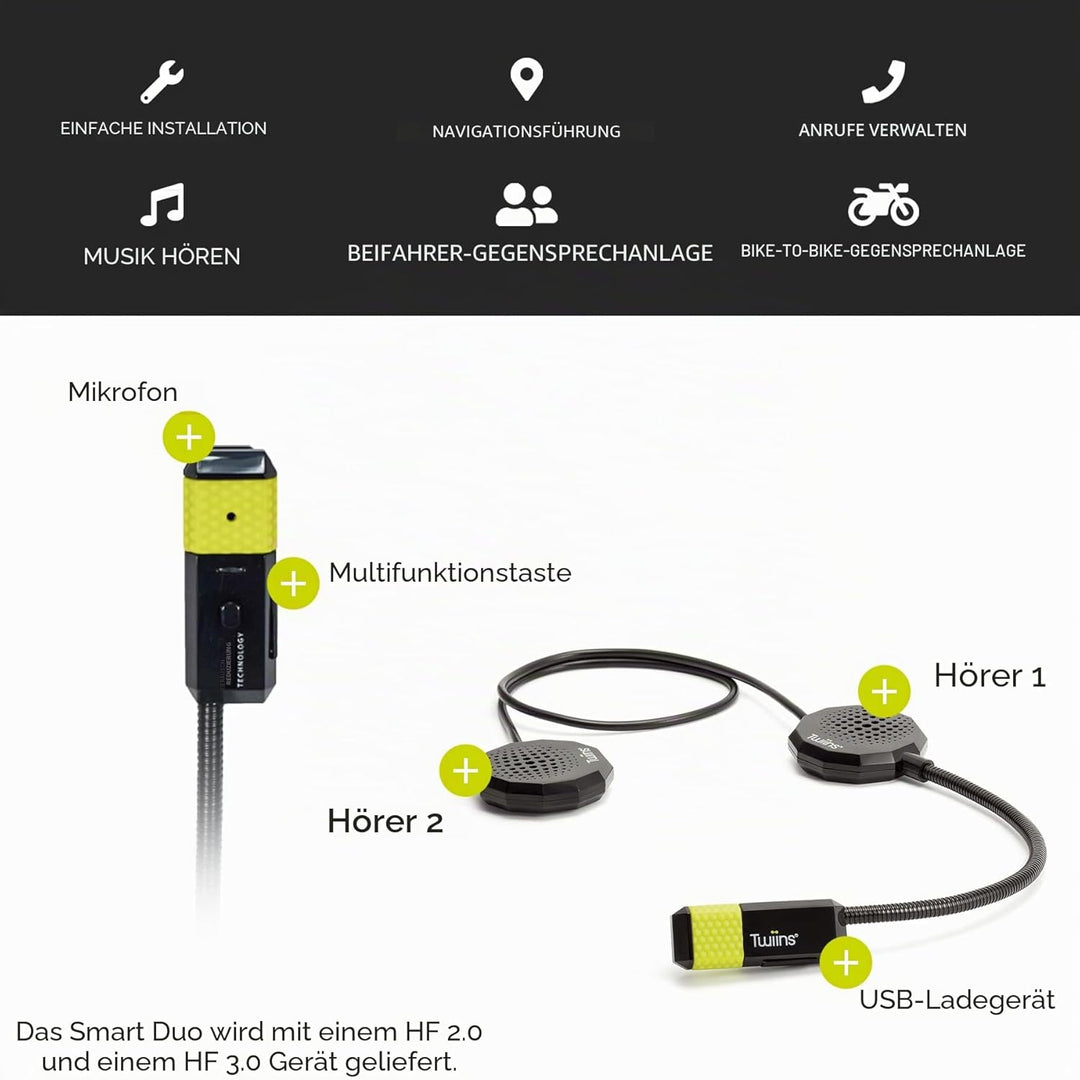 TWIINS HANDSFREE Smart Duo Gegensprechanlage 5.0 Taglia unica, Taglia unica