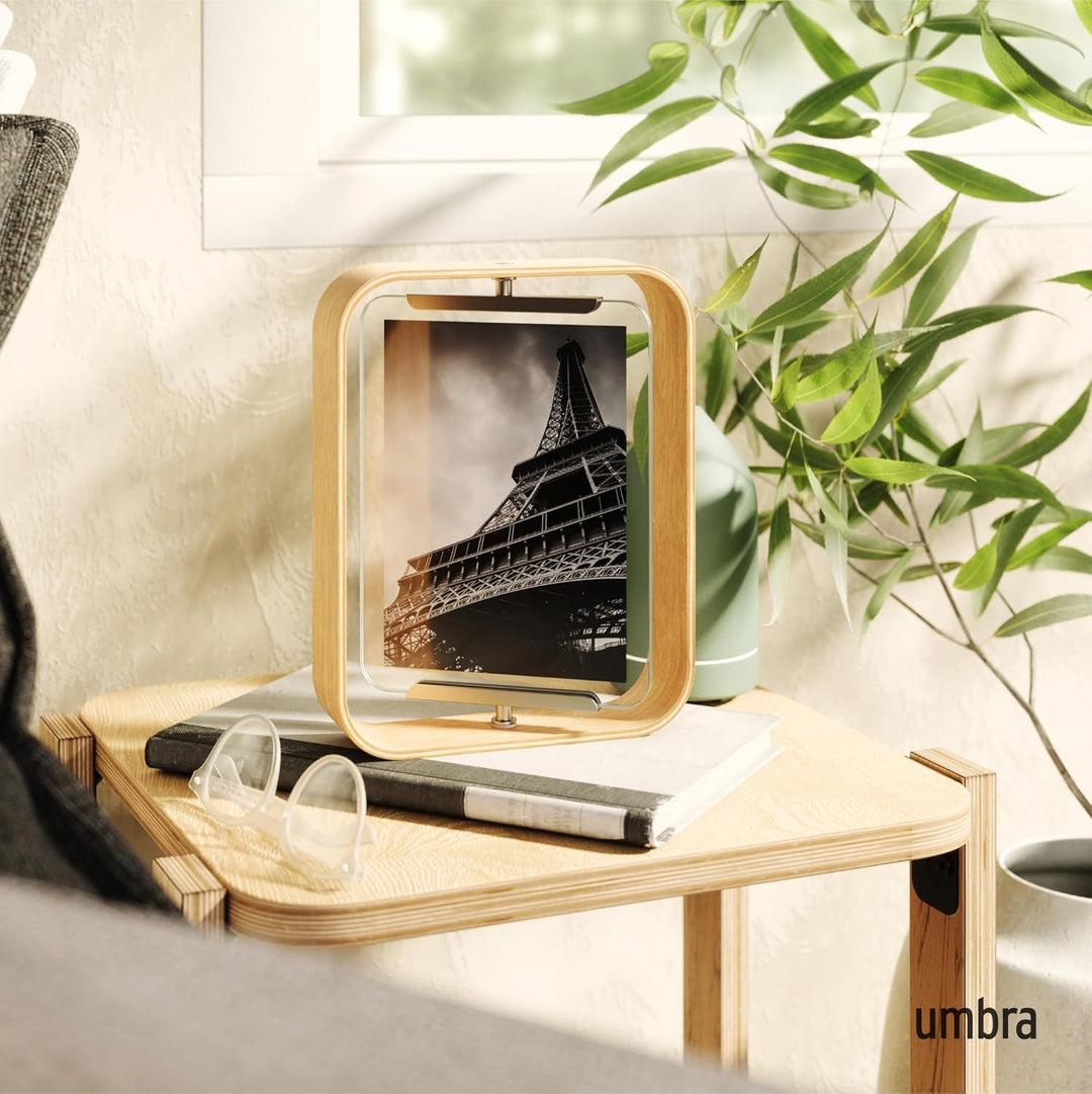 Umbra Bellwood Tischbilderrahmen, zweiseitiger Bilderrahmen für 10x15 oder 13x18 cm Fotos, Natur, Na