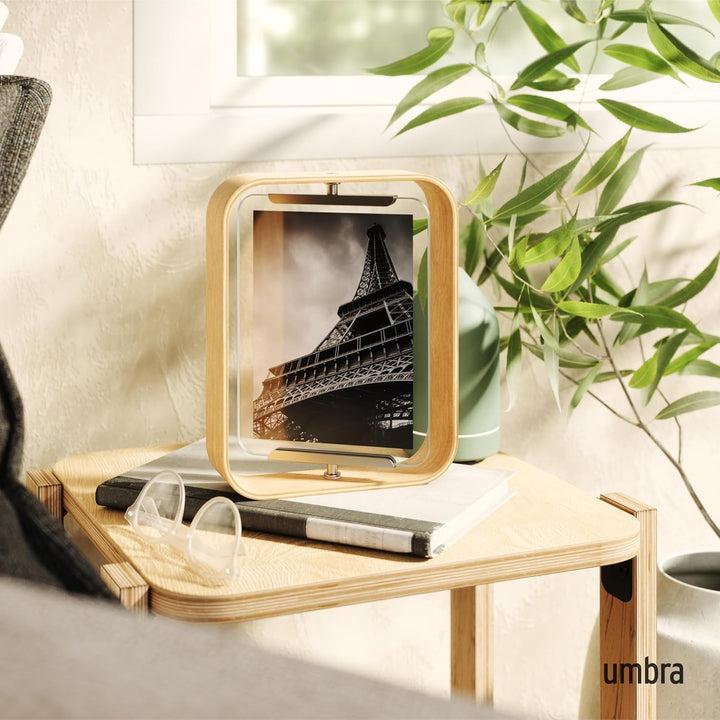Umbra Bellwood Tischbilderrahmen, zweiseitiger Bilderrahmen für 10x15 oder 13x18 cm Fotos, Natur, Na