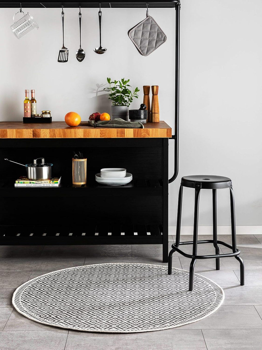 benuta Nest Teppich Cleo - Kunstfaser - Outdoor geeignet - Rund & im Style: Geometrisch, Zickzack, B