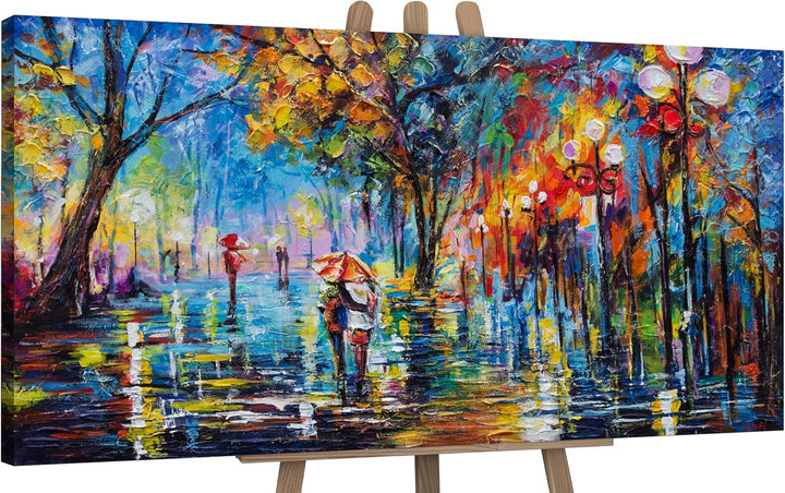 YS-Art Handgemaltes Acrylgemälde “Herbstliche Allee” | Moderne Acrylmalerei auf Keilrahmen | Geschen