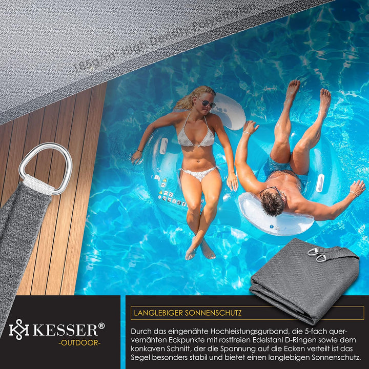 KESSER® Sonnensegel Sonnenschutz Windschutz | HDPE Gewebe | wasserabweisend & windabweisend | Quadra