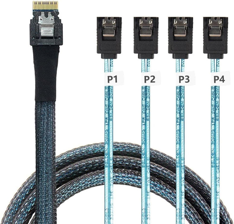 chenyang CY Slim Line SAS 4.0 SFF-8654 4i 38 Pin Host auf 4 SATA 7 Pin Target Festplatte Fanout Raid