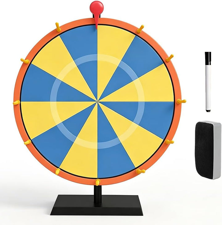 NAVESO 30 cm Glücksrad Zum Drehen, Glücksrad Spielzeug, 12 Slots,mit Bode und Löschbaren Stift, Glue